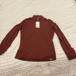 Figs wool mock neck under scrub in burgundy—NWT